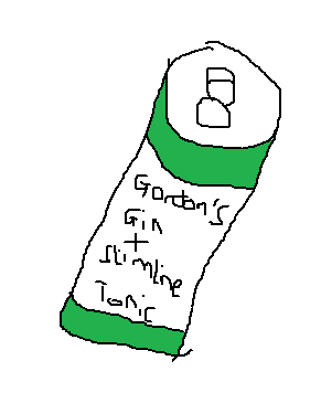 Bad drawing of gin and slimeline Tonic
